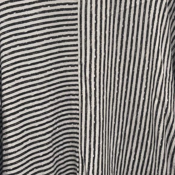 Spense Womens Sm Black White Striped Boxy Tunic Top Mixed Stripe Short Sleeve - Picture 5 of 9